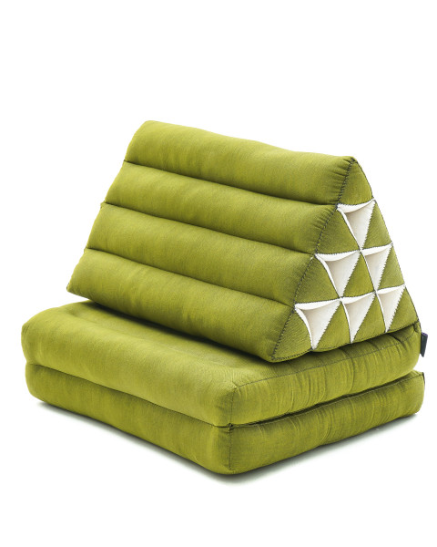 Leewadee 2-Fold Mat with Triangle Cushion – Comfortable TV Pillow, Foldable Mattress with Cushion Made of Eco-Friendly Kapok, 45 x 20 inches, green