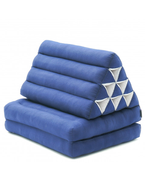 Leewadee 2-Fold Mat with Triangle Cushion – Comfortable TV Pillow, Foldable Mattress with Cushion Made of Eco-Friendly Kapok, 45 x 20 inches, blue