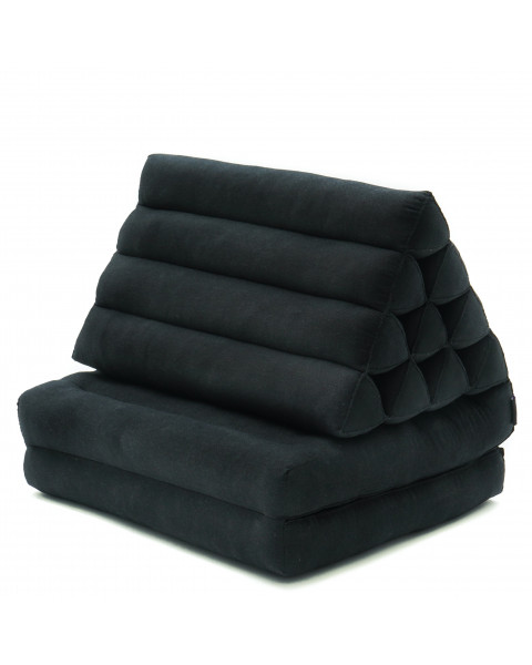 Leewadee 2-Fold Mat with Triangle Cushion – Comfortable TV Pillow, Foldable Mattress with Cushion Made of Kapok, 45 x 20 inches, Black