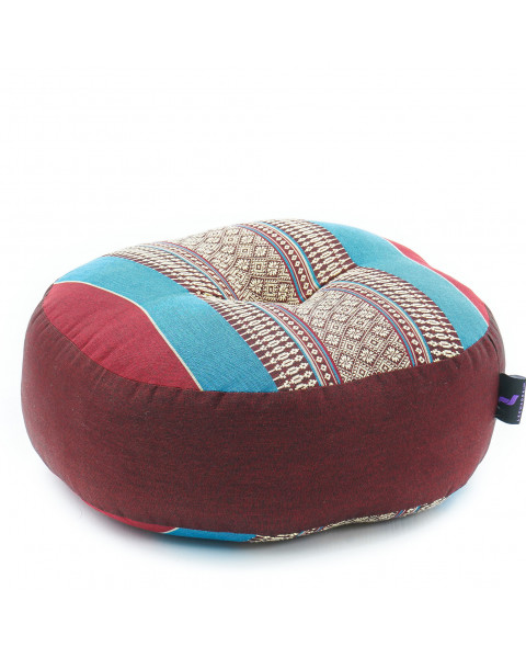Leewadee Zafu Pillow – Round Meditation Cushion for Yoga Exercises, Small Floor Pillow Filled with Eco-Friendly Kapok, 12 x 5 inches, blue red