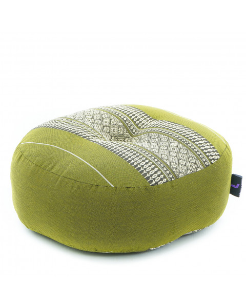 Leewadee Zafu Pillow – Round Meditation Cushion for Yoga Exercises, Small Floor Pillow Filled with Kapok, 30 x 13 cm, Green
