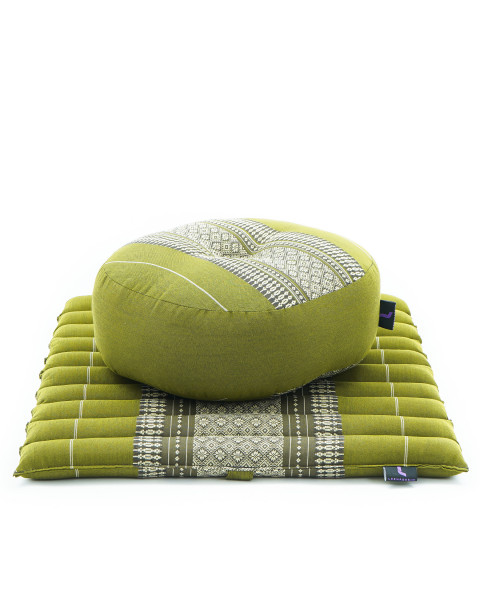 Leewadee set de méditation - Set de méditation en Kapok, coussin et tapis de méditation Zafu et Zabuton, Vert