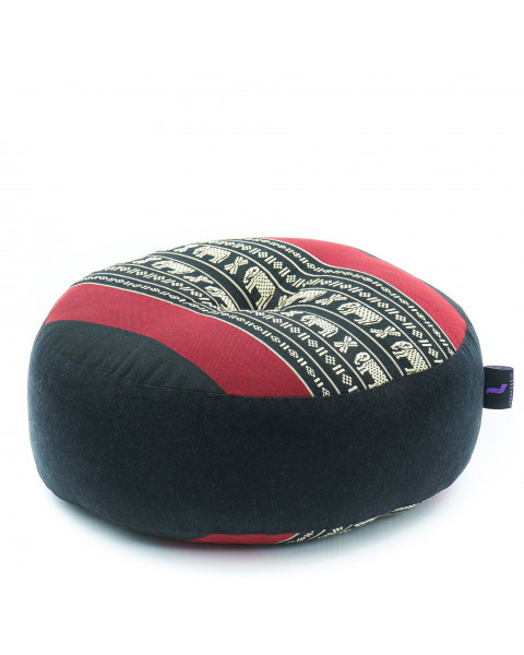 Leewadee Zafu Pillow – Round Meditation Cushion for Yoga Exercises, Small Floor Pillow Filled with Eco-Friendly Kapok, 12 x 5 inches, black red