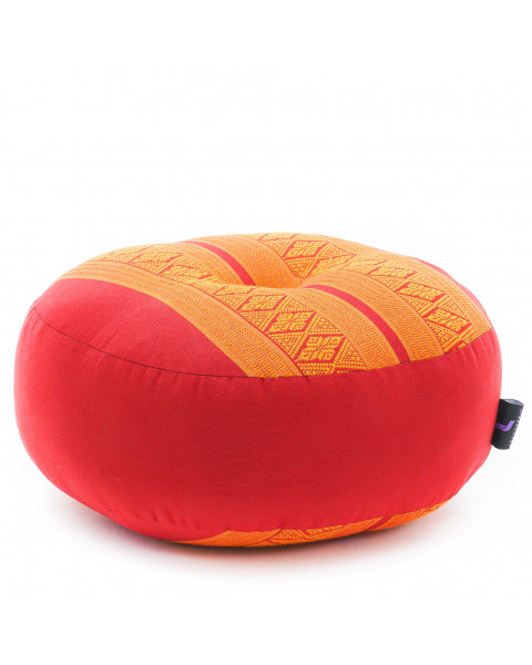 Leewadee Zafu Pillow – Round Meditation Cushion for Yoga Exercises, Small Floor Pillow Filled with Eco-Friendly Kapok, 12 x 5 inches, orange red
