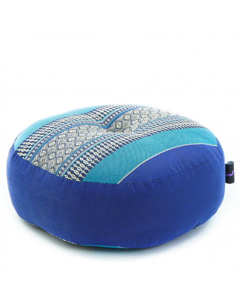 Leewadee Zafu Pillow – Round Meditation Cushion for Yoga Exercises, Small Floor Pillow Filled with Eco-Friendly Kapok, 12 x 5 inches, blue