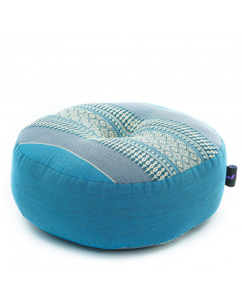 Leewadee Zafu Pillow – Round Meditation Cushion for Yoga Exercises, Small Floor Pillow Filled with Kapok, 30 x 13 cm, Light Blue