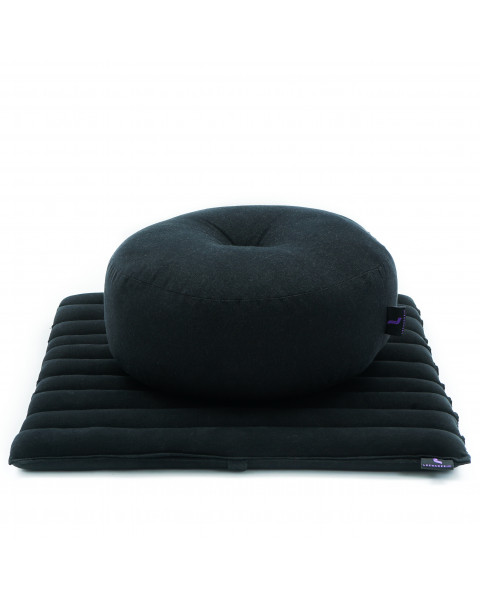 Leewadee set da meditazione: piccolo cuscino Zafu e tappetino Zabuton, kit tailandese per meditare in kapok, Nero