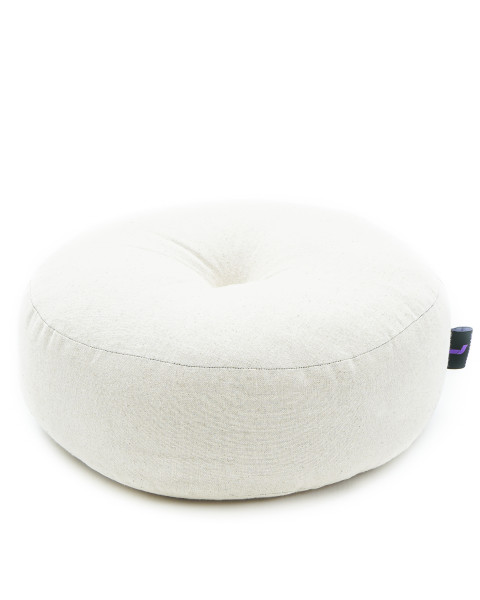 Leewadee Zafu Pillow – Round Meditation Cushion for Yoga Exercises, Small Floor Pillow Filled with Eco-Friendly Kapok, 12 x 5 inches, ecru