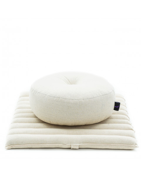 Leewadee set de méditation - Set de méditation en Kapok, coussin et tapis de méditation Zafu et Zabuton, écru