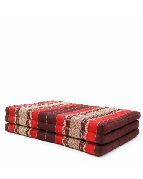 Leewadee materasso pieghevole, XL: tappetino pieghevole in kapok fatto a mano, materasso per ospiti per il pavimento, 200 x 100 cm, Rosso