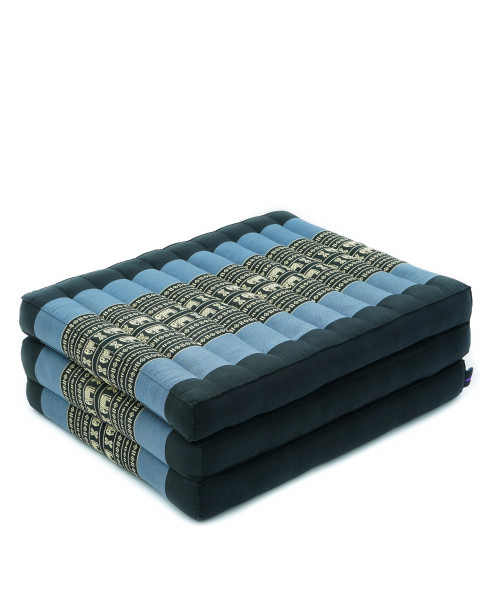 Leewadee materassino pieghevole, S: tappetino pieghevole in kapok fatto a mano, materasso per il pavimento, 200 x 50 cm, Blu