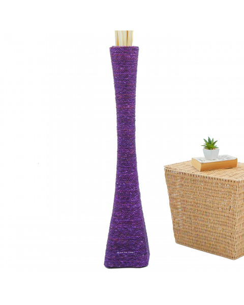 Leewadee Large Floor Vase – Handmade Flower Holder Made of Bamboo and Bast, Sophisticated Funnel Vessel for Decorative Branches, 36 inches, lavender