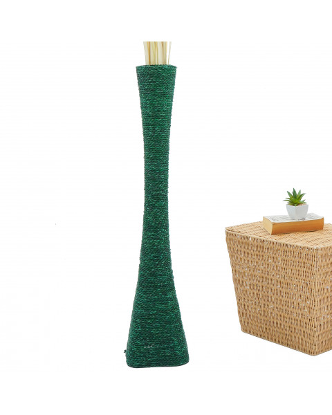 Leewadee Large Floor Vase – Handmade Flower Holder Made of Bamboo and Bast, Sophisticated Funnel Vessel for Decorative Branches, 36 inches, green