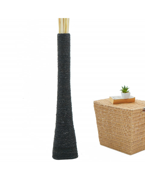 Leewadee Large Floor Vase – Handmade Funnel Vessel for Decorative Branches, Sophisticated Flower Holder Made of Bamboo and Bast, 36 inches, black