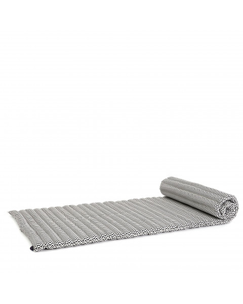 Leewadee Rollable Floor Mat M – Comfortable and Rollable Thai Mattress, Soft Massage Mat Filled with Kapok, Perfect to Use as a Sleeping Mat 75 x 28 inches, Black White