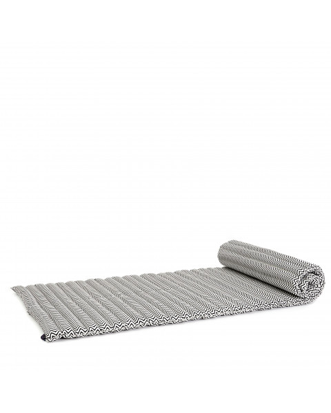 Leewadee Faltbare Bodenmatratze - Japanischer Rollbarer Futon - Tatami Faltmatte - Gästebett - Camping Matratze - Thai Massage Matte, Kapok Füllung, 190 x 70 cm, Schwarz Weiß