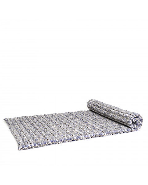 Leewadee materassino thailandese arrotolabile, L: tappeto per dormire, spessa stuoia da massaggio, strumento in kapok, 190 x 100 cm, Blu Bianco