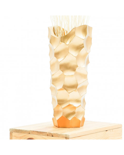 Leewadee Gold Home Decor Floor Vase - Wooden Boho Vase For Pampas Grass, 14 inches Tall