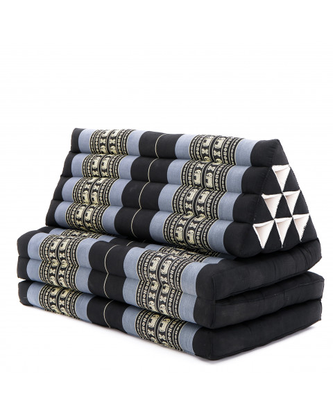 Leewadee 3-Fold Mat XXL with Triangle Cushion – Firm TV Pillow, Foldable Mattress with Cushion Made of Eco-Friendly Kapok, 67 x 31 inches, blue