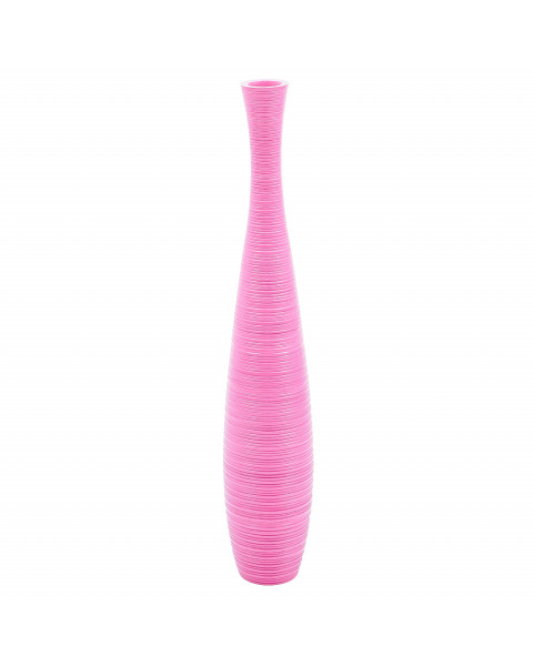 Leewadee Grand Vase A Poser Au Sol Pour Branches Décoratives De Pampa, Vase En Bois De Manguier, 90 cm, Rose Fuchsia