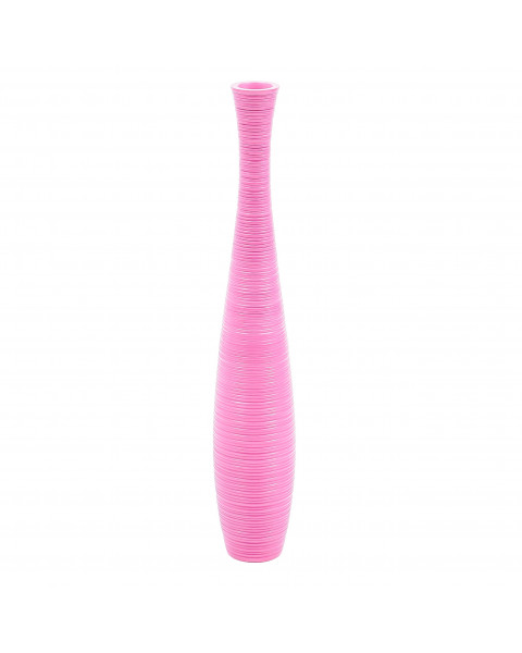 Leewadee Grande Vaso Da Terra: Alto Vaso Stile Boho In Legno Di Mango Per Rami Di Pampa, 70 cm, Rosa Fucsia