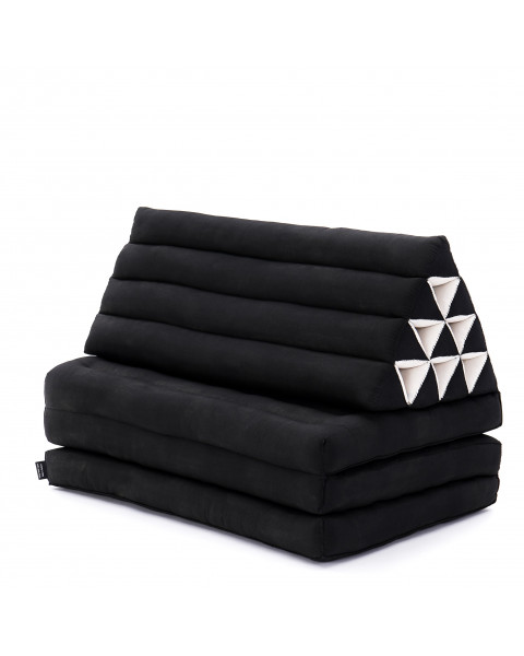 Leewadee 3-Fold Mat XXL with Triangle Cushion – Firm TV Pillow, Foldable Mattress with Cushion Made of Eco-Friendly Kapok, 67 x 31 inches, black