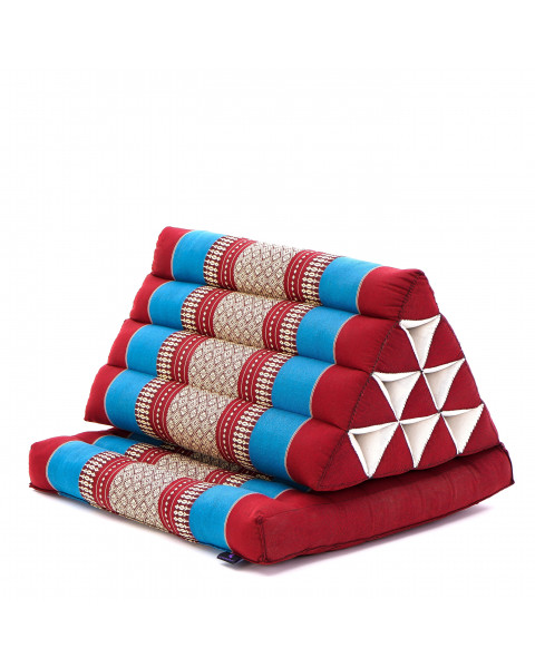 Leewadee 1-Fold Mat with Triangle Cushion – Comfortable TV Pillow, Foldable Mattress with Cushion Made of Eco-Friendly Kapok, 30 x 20 inches, blue red