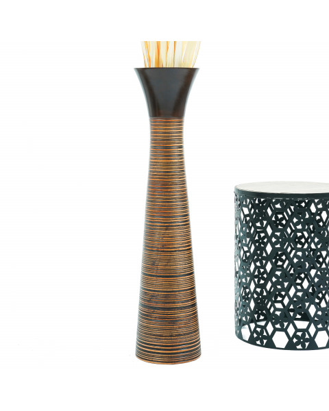 Leewadee Grande Vaso Da Terra: Alto Vaso Stile Boho In Legno Di Mango Per Rami Di Pampa, 90 cm, Marrone