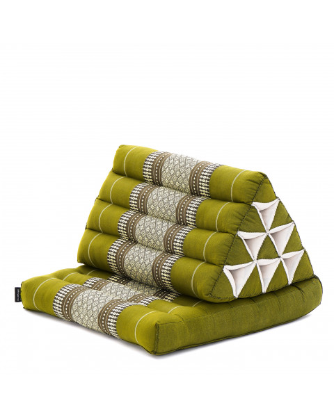 Leewadee 1-Fold Mat with Triangle Cushion – Comfortable TV Pillow, Foldable Mattress with Cushion Made of Kapok, 30 x 20 inches, Green