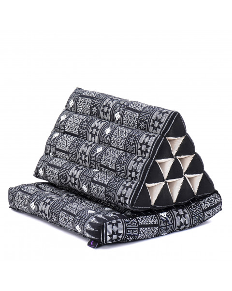 Leewadee 1-Fold Mat with Triangle Cushion – Comfortable TV Pillow, Foldable Mattress with Cushion Made of Eco-Friendly Kapok, 30 x 20 inches, black