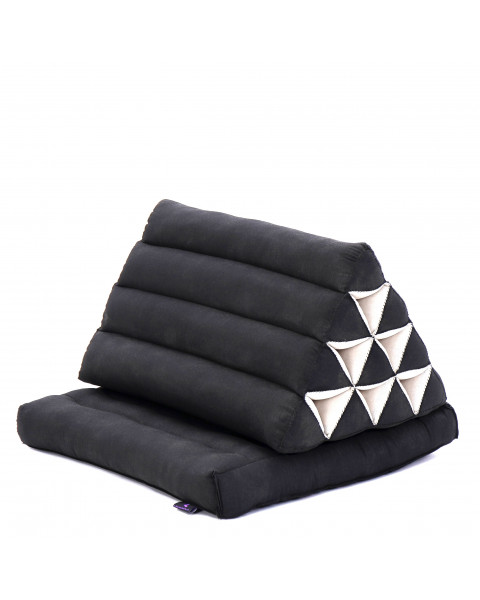 Leewadee 1-Fold Mat with Triangle Cushion – Comfortable TV Pillow, Foldable Mattress with Cushion Made of Kapok, 30 x 20 inches, Black