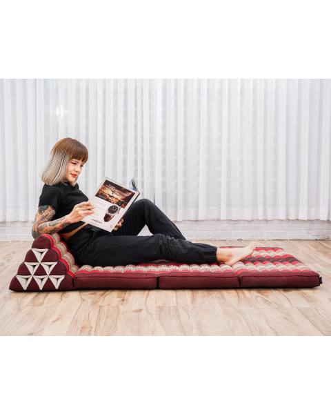 Leewadee - Matelas Pliable XL Confortable Avec Coussin Lecture, Futon Japonais, Chaise De Sol Ou Pouf Lit Thaï, 170 x 80 cm, Rouge