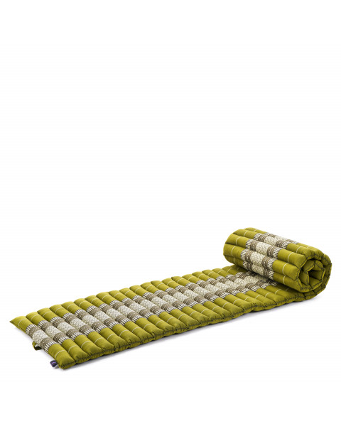 Leewadee - Foldable Floor Mattress - Japanese Roll Up Futon -Trifold Tatami Mat- Guest Floor Bed - Camping Mattress - Thai Massage Mat, Kapok Filled, 75 x 20 inches, Green