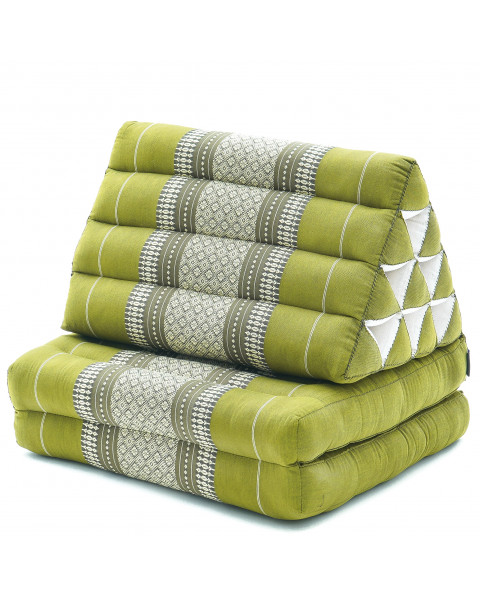 Leewadee 2-Fold Mat with Triangle Cushion – Comfortable TV Pillow, Foldable Mattress with Cushion Made of Kapok, 45 x 20 inches, Green