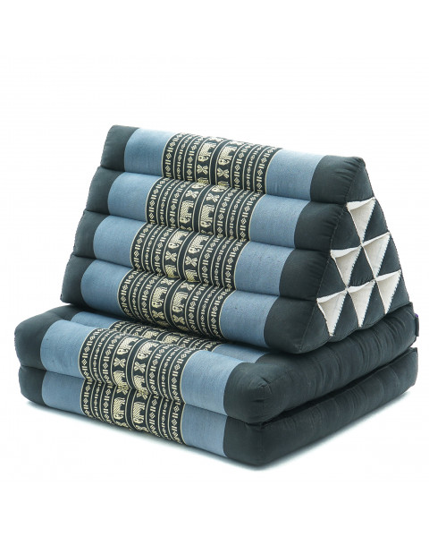 Leewadee 2-Fold Mat with Triangle Cushion – Comfortable TV Pillow, Foldable Mattress with Cushion Made of Kapok, 45 x 20 inches, Blue