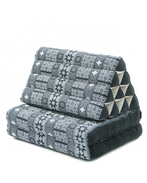 Leewadee 2-Fold Mat with Triangle Cushion – Comfortable TV Pillow, Foldable Mattress with Cushion Made of Kapok, 45 x 20 inches, Black