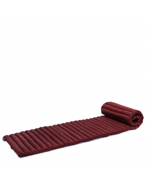 Leewadee Faltbare Bodenmatratze - Japanischer Rollbarer Futon - Tatami Faltmatte - Gästebett - Camping Matratze - Thai Massage Matte, Kapok Füllung, 190 x 50 cm, Rot