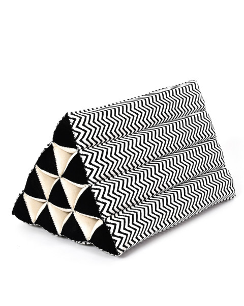 Leewadee Almohada Triangular Tailandesa – Cómoda Almohada de Lectura, Cojin Decorativo de Kapok Para La Cama, 50 x 33 x 33 cm, Negro Blanco