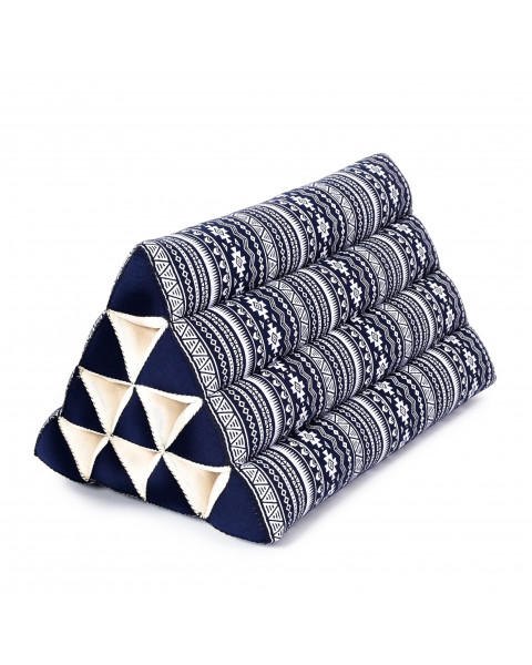 Leewadee Coussin Thaïlandais Triangulaire - Coussin De Lecture Confortable, Oreiller Décoratif En Kapok Pour Lit, 50 x 33 x 33 cm, Bleu Blanc