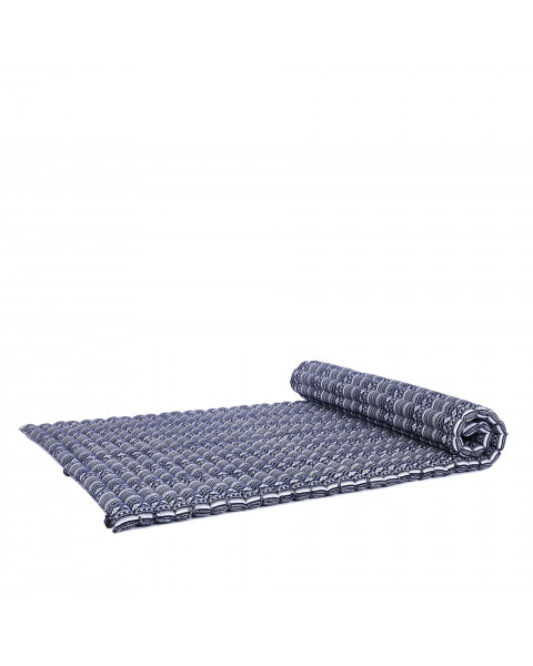 Leewadee Matelas De Sol Pliable, Futon Japonais Enroulable, Lit D'Appoint 1 Personne, Chauffeuse 1 Place, Tapis Méditation En Kapok, 190 x 100 cm, Bleu Blanc