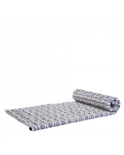 Leewadee Materassino Singolo Da Pavimento Pieghevole, Materasso Giapponese Arrotolabile, Letto Per Ospiti O Da Campeggio, Futon Shiatsu In Kapok, 190 x 70 cm, Blu Bianco