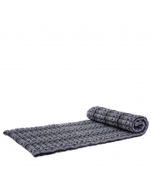 Leewadee Matelas De Sol Pliable, Futon Japonais Enroulable, Lit D'Appoint 1 Personne, Chauffeuse 1 Place, Tapis Méditation En Kapok, 190 x 70 cm, Noir Blanc