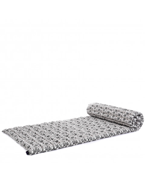 Leewadee colchoneta tailandesa enrollable M – Colchón para masajes grueso, futón para dormir, alfombra de kapok, 190 x 70 cm, Negro Blanco