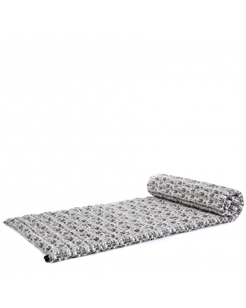 Leewadee Matelas De Sol Pliable, Futon Japonais Enroulable, Lit D'Appoint 1 Personne, Chauffeuse 1 Place, Tapis Méditation En Kapok, 190 x 70 cm, Noir Blanc