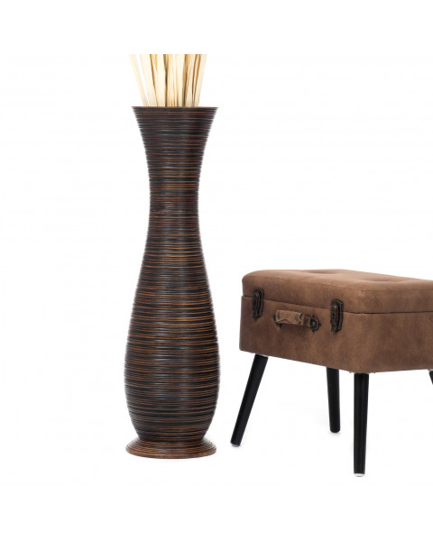 Leewadee Grande Vaso Da Terra: Alto Vaso Stile Boho In Legno Di Mango Per Rami Di Pampa, 90 cm, Marrone