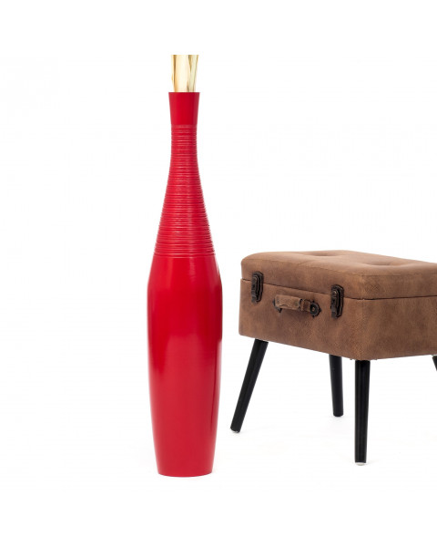 Leewadee Jarrón Grande De Suelo – Jarrón Alto De Madera De Mango Para Ramas Decorativas, 90 cm, Rojo