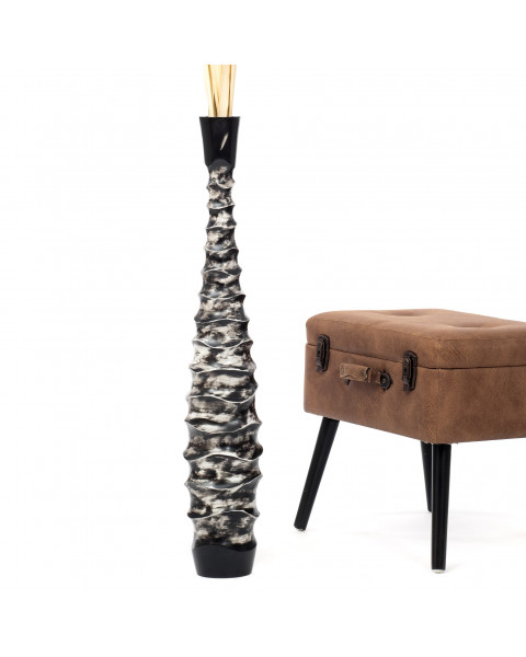 Leewadee Grand vase à poser au sol - Vase à poser au sol pour branches décoratives, vase haut design en bois de manguier, 90 cm, Noir