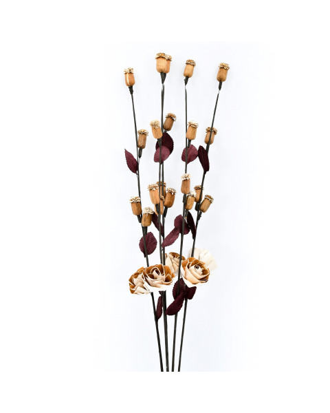 Leewadee Decorative Flowers – Colored Flower Stems for Vases, Loose and Dried Branches with Flowers for Decoration, 34 inches, Ecru