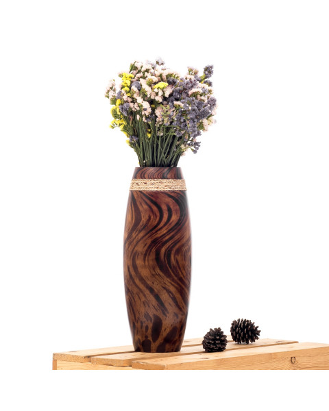 Leewadee Brown Light Brown Home Decor Floor Vase - Wooden Boho Vase For Pampas Grass, 14 inches Tall