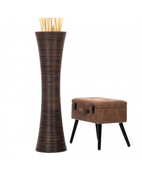 Leewadee Grande Vaso Da Terra: Alto Vaso Stile Boho In Legno Di Mango Per Rami Di Pampa, 110 cm, Marrone